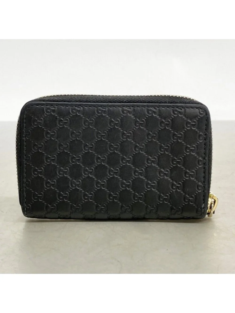 Gucci Coin Case Micro Guccissima Leather Black Champagne Gold - Picture 8 of 8
